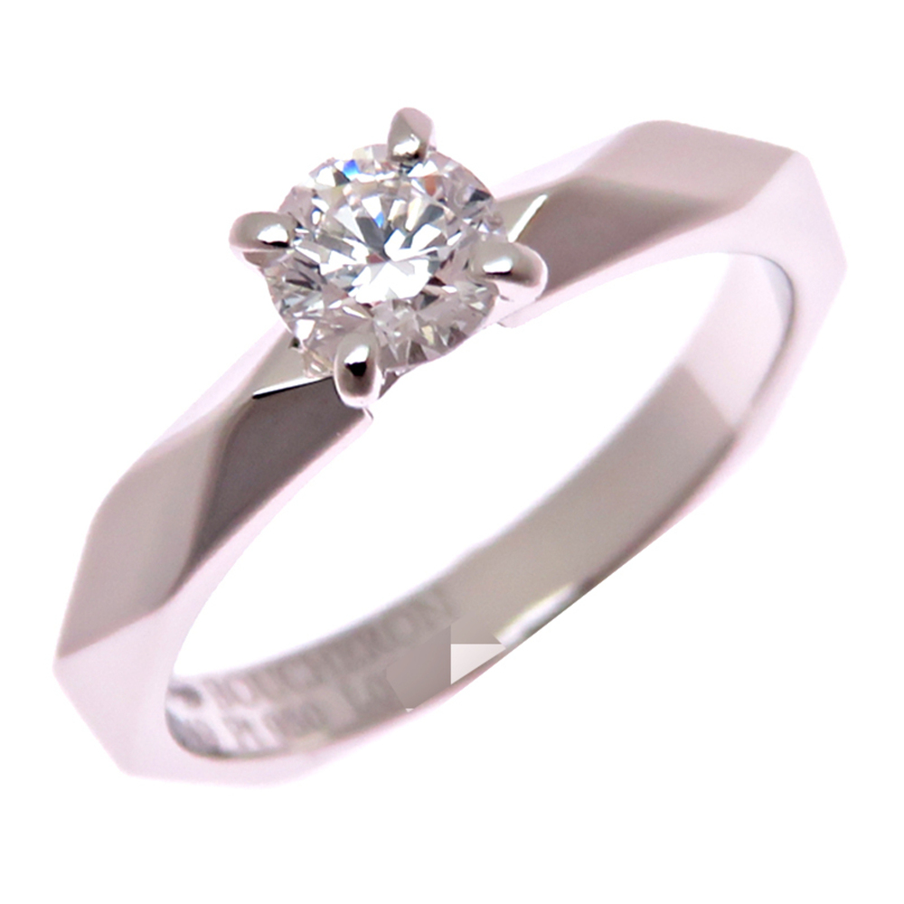 Boucheron #49 0.33ct Diamond Solitaire Faceted Women's Ring, Pt950 Platinum